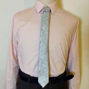 River Island Silver Grey Paisley Skinny Tie - Like New